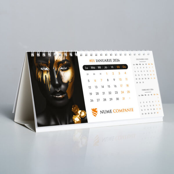 Calendar de birou DL Gold Touch - Ianuarie