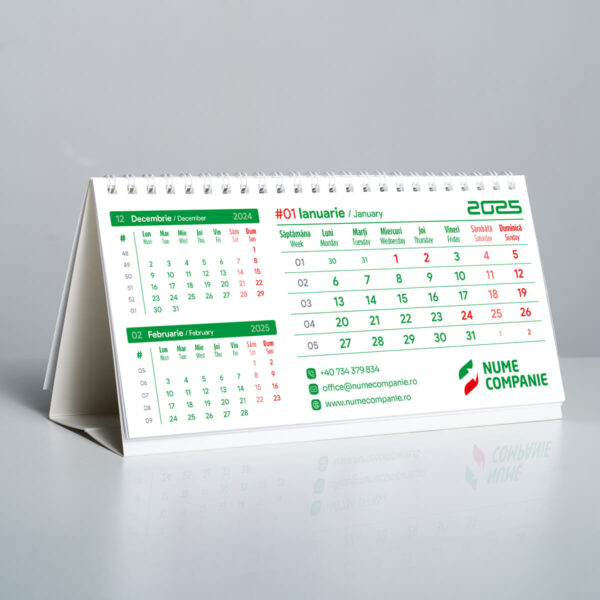 Calendar de birou personalizat Triptic Green