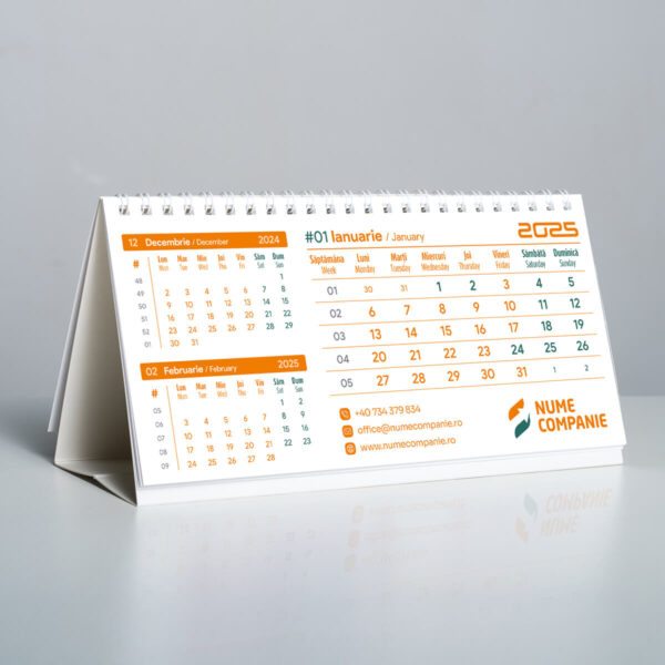 Calendar de birou personalizat Triptic Orange