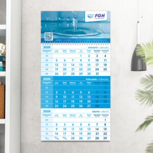 Calendar triptic bleu
