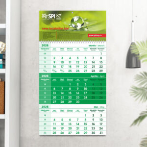 Calendar triptic verde