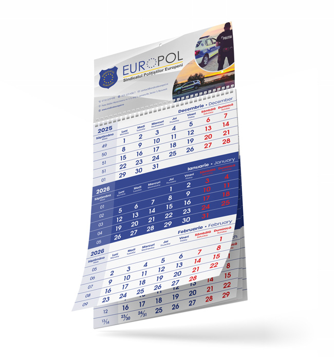 Calendare triptice personalizate de perete