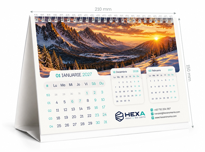 Dimensiuni calendar Golden Hour A5