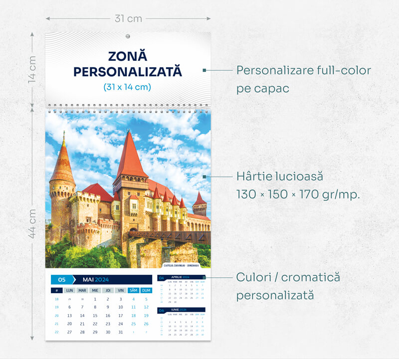 Dimensiuni calendar personalizat Romania