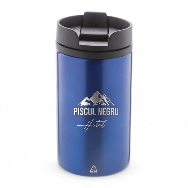 Pahar termic personalizat Cansy albastru