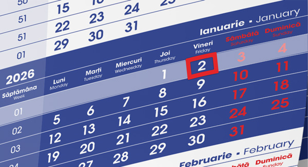 Cursor calendare triptice